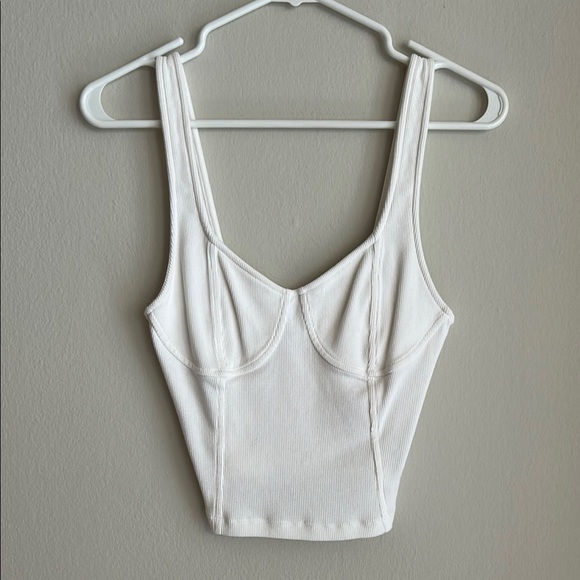White Ribbed Tank Top - Picture 1 of 5
